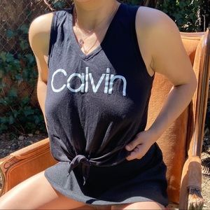 Calvin Klein Performance Black Tie Front Tank Top Tee